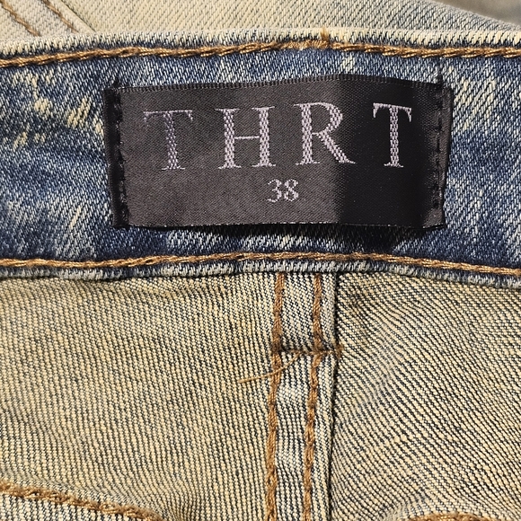 NWT THRT Varsity C-15 Mens Distressed Blue Denim Dirty Wash Stretch Jeans 38 - Picture 11 of 13